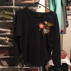 J. Crew Collection lure brooch sweatshirt
